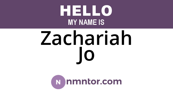Zachariah Jo