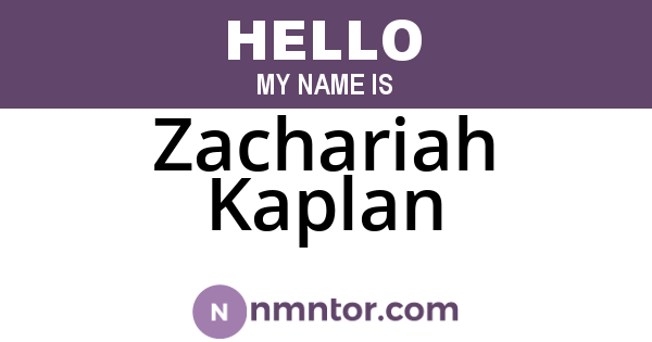 Zachariah Kaplan