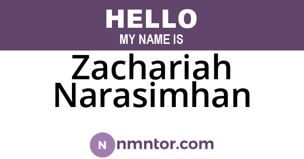 Zachariah Narasimhan