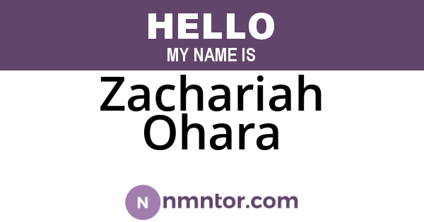 Zachariah Ohara