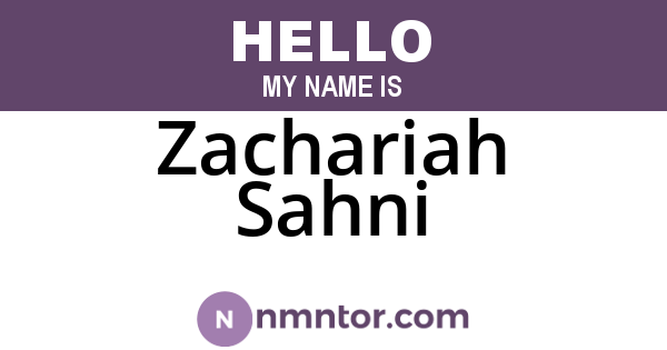 Zachariah Sahni