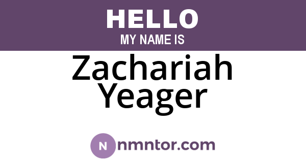 Zachariah Yeager