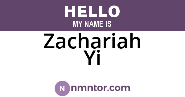 Zachariah Yi