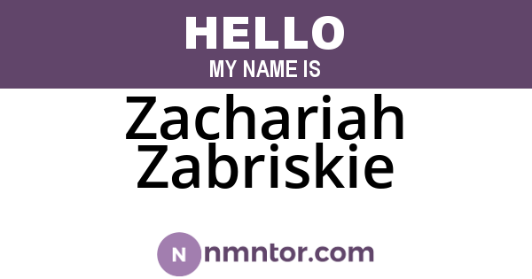 Zachariah Zabriskie