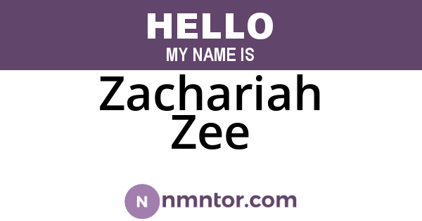 Zachariah Zee