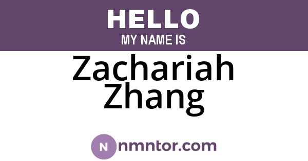 Zachariah Zhang