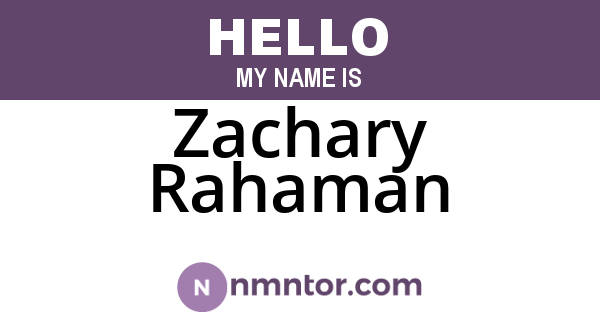 Zachary Rahaman