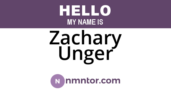 Zachary Unger