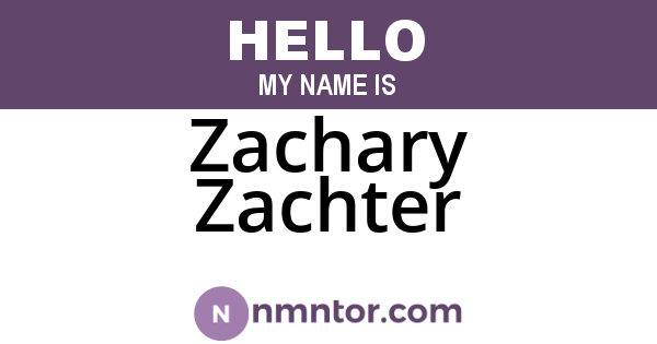 Zachary Zachter