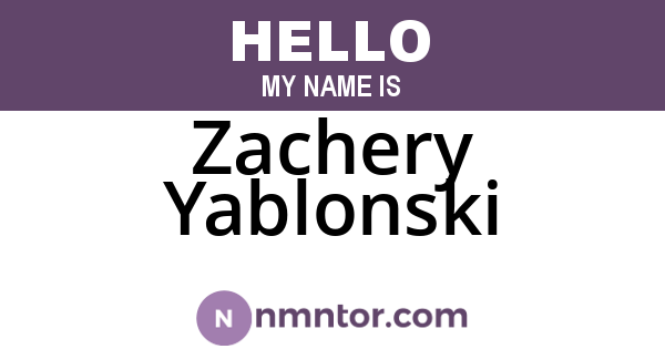 Zachery Yablonski