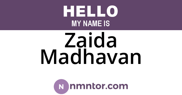 Zaida Madhavan