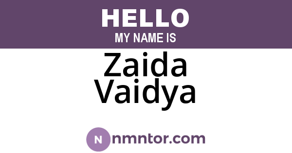 Zaida Vaidya
