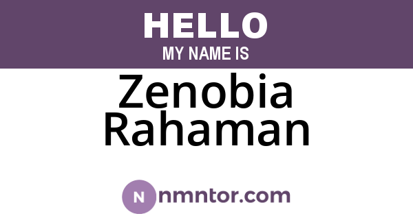 Zenobia Rahaman
