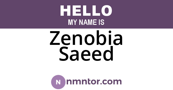 Zenobia Saeed