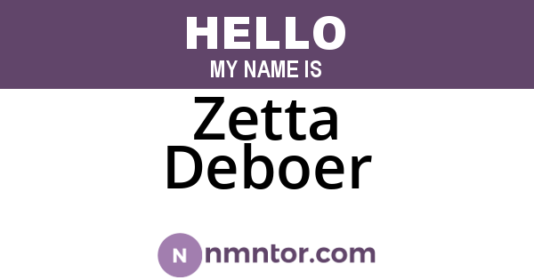 Zetta Deboer
