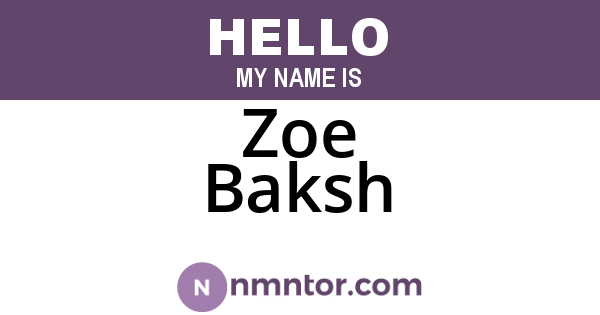 Zoe Baksh