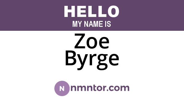 Zoe Byrge