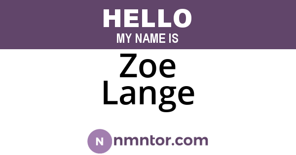 Zoe Lange
