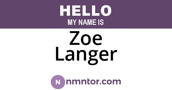 Zoe Langer