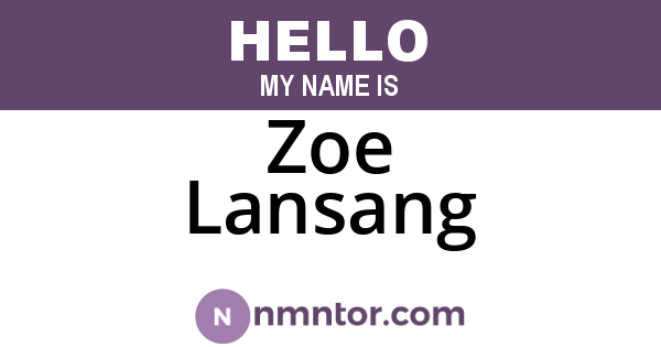 Zoe Lansang
