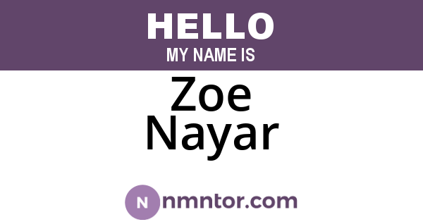 Zoe Nayar