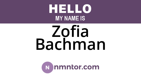 Zofia Bachman