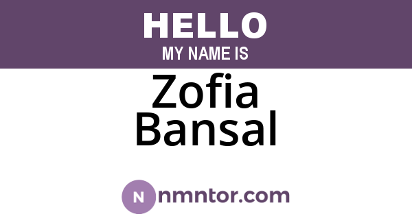 Zofia Bansal