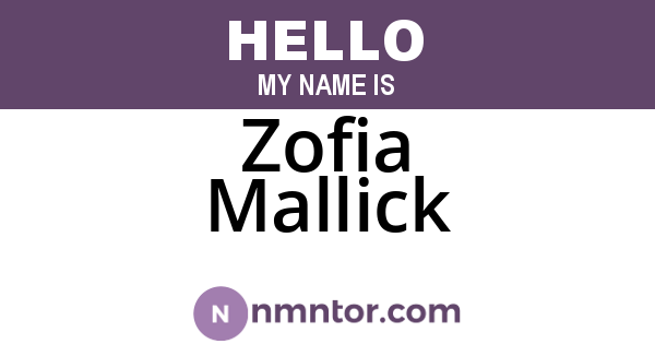 Zofia Mallick