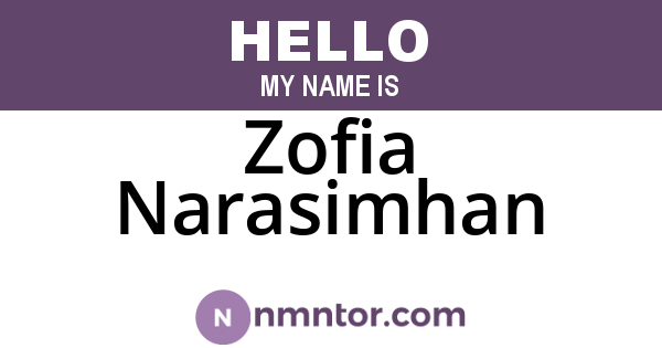 Zofia Narasimhan