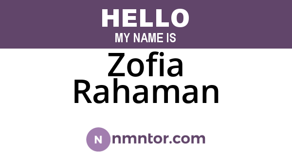 Zofia Rahaman