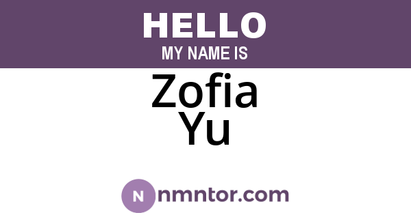 Zofia Yu