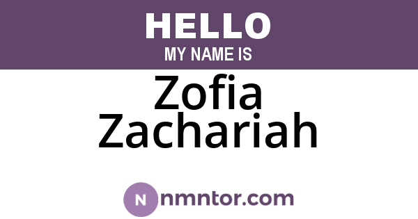 Zofia Zachariah