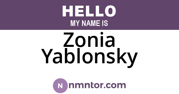 Zonia Yablonsky