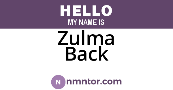 Zulma Back